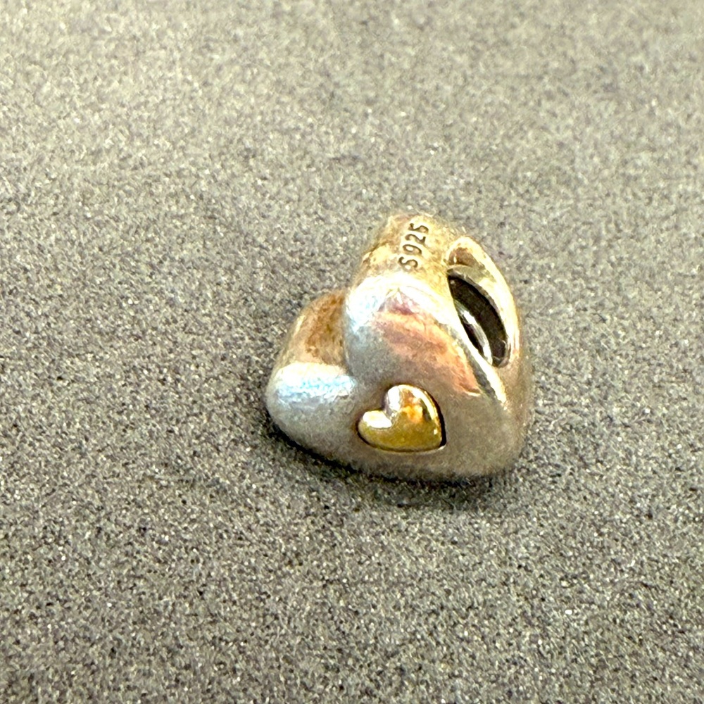 Pandora Sterling Silver & 14K Gold Happy Anniversary Heart Charm – ALE 925